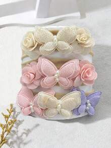 1/3 Peças Novo Headband Floral Feito à Mão, Acessórios de Cabelo Doces e Fofos para Meninas, Versátil para Uso Casual Diário e Sessão de Fotos - Multicolorido - Visão 1
