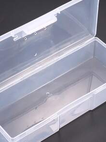 1pc Transparent Storage Box, Suitable For Nail Art, Cosmetics And Makeup Brushes, Odorless Organizer Box With Hinged Lid For Easy Access - Clear - View 6