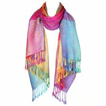 Rainbow Cashew Pashmina Scarf - Large Soft Warm Shawl Wrap, Versatile Headscarf For Women, Winter Accessory - Meihua - View 10