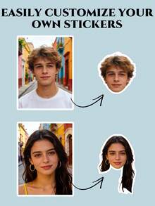 Custom Face Stickers Photo Stickers Waterproof Die-Cut Sticker Set For Wedding, Birthday, Bachelorette Party, Graduation, Retirement Party Gifts And Decorations Gift Bags, Envelopes, Invitations And DIY Crafts Anniversary Gifts - Multicolor a - View 3