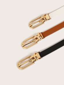 1PC Women's Minimalist Thin PU Leather Belt With Gold Pin Buckle, Casual Waist Strap For Dresses & Jeans - Casual Decorative Belt - View 5