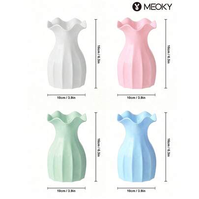 1PC solid plastic lotus leaf vase in a variety of colors, imitating the appearance of ceramics, exquisite and durable, unbreakable, with a variety of colors to choose from, suitable for home decoration, living desroom, suitable for weddings, parties, gatherings, garden decoration, dried flower container