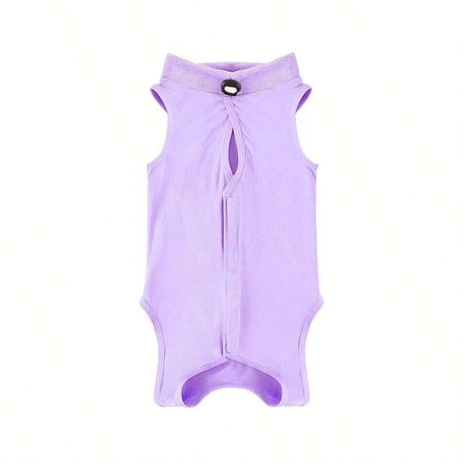 1件猫咪绝育服，母猫断奶服，术后防舔服，轻薄透气，适合春夏穿着，四脚猫咪宠物服装 - 紫色 - 查看 1