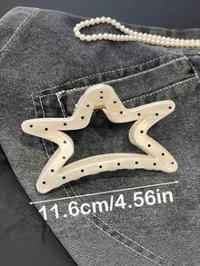 3个/1个 4.56英寸/11.6厘米 黑白波点椭圆星形轻质塑料发夹，时尚百搭优雅简约纯色发饰，适合日常佩戴、休闲、派对、通勤、度假、扎马尾、盘发、洗脸、化妆、搭配夏季服装的爪夹 - 彩色 - 查看 2