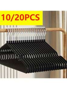 30/20/10pcs Black Non-Slip Thick Clothes Hangers With Space-Saving Design, Velvet Coating Storage Solutions For Bedroom Organization, Perfect Closet Hanging Accessories, Home Supplies For Easy Clothing Management, Durable Wardrobe Storage Rack, Stylish Space Organization Tool - Black - View 1