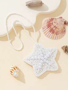 1pc Handmade Beaded Starfish Shaped Decorative Pendant, Suitable For Bags, Vacation & Ocean Theme - Multicolor - View 3