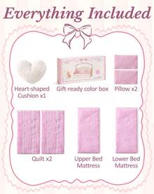 Robotime Robud 2-In-1 Wooden Doll Bunk Bed & Sofa Set With Bedding – Convertible Baby Doll Crib Furniture, Pink Kids Pretend Play Toy Gift - Pink - View 6