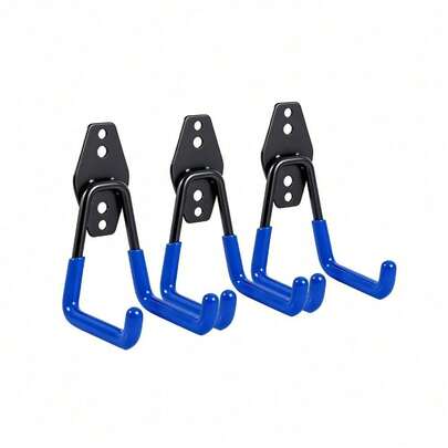3PCS Heavy Duty Steel Tool Hanger Hooks | Garage Utility Storage + Durable Steel Material | For Ladder/Garden Tools/Sports Equipment Storage | Perfect For Residential Users | Robust Wall Storage Hook | Garage Organisation Hanger