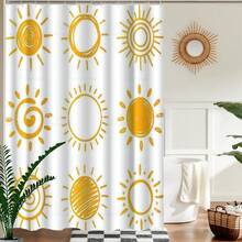 1pc Sun Pattern Artistic Spring Style Shower Curtain, Modern Painting-Style Design, Unique Home Gift, Gift For Friends, Machine Washable, All-Season Use, Bathroom Decor - Multicolor - View 3