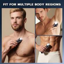 Hatteker 1pc 5W LCD Display Painless Hair Removal Device, Waterproof Shaver For Men's Body Hair Trimmer - Black - View 9