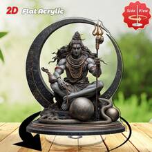 1 Bàn thờ thiền Shiva xoay phẳng 2D | Tượng thần Hindu bằng acrylic với đế sen, nốt nhạc, gậy ba mũi, thích hợp cho nhà cửa, văn phòng, phòng tập yoga - Trang trí tâm linh - A - Xem 4