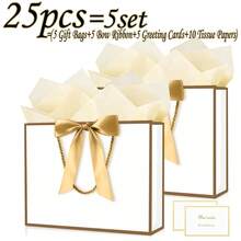 25/10 túi quà màu đen/trắng, viền vàng sang trọng, kích thước trung bình 11''x7.87''x4'', 1 bộ = 5 món = (Hộp quà + Thiệp + Giấy lụa + Dây ruy băng nơ). Thích hợp cho mọi dịp sinh nhật, đám cưới, Ngày của Mẹ và các dịp đặc biệt. - Xem 11