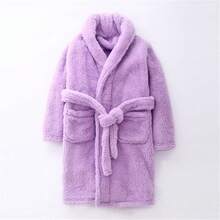 Albornoz de franela de forro polar suave y liso con capucha para niños y niñas - Morado - Ver 7