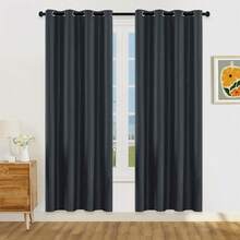 1/2 tấm rèm cản sáng hoàn toàn, chất liệu nhẹ, phủ lớp kim loại, cản sáng 100%, có khoen treo phía trên, thích hợp cho phòng khách/phòng ngủ, màu hồng. - màu đen - Xem 24