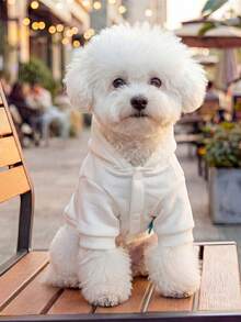 PETCIRCLE 1pc Pet Clothes, Dog Cat Outfit For Poodle, Teddy, Small Dogs & Cats, Casual Stylish Cute Cozy Warm Heart Ladybug Valentine Sweatshirt - White - View 3