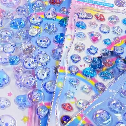 迷你高品质水滴贴纸，水滴贴纸，宠物减压水晶贴纸，3D立体贴纸，泡泡贴纸，PP贴纸，网红同款，闪光效果，收藏贴纸，奖励贴纸