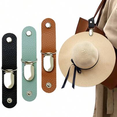 1/3 piezas Clip para bolso/maleta de viaje, Clip de boca de pato de cuero PU multiusos, Compañero de sombrero para exteriores
