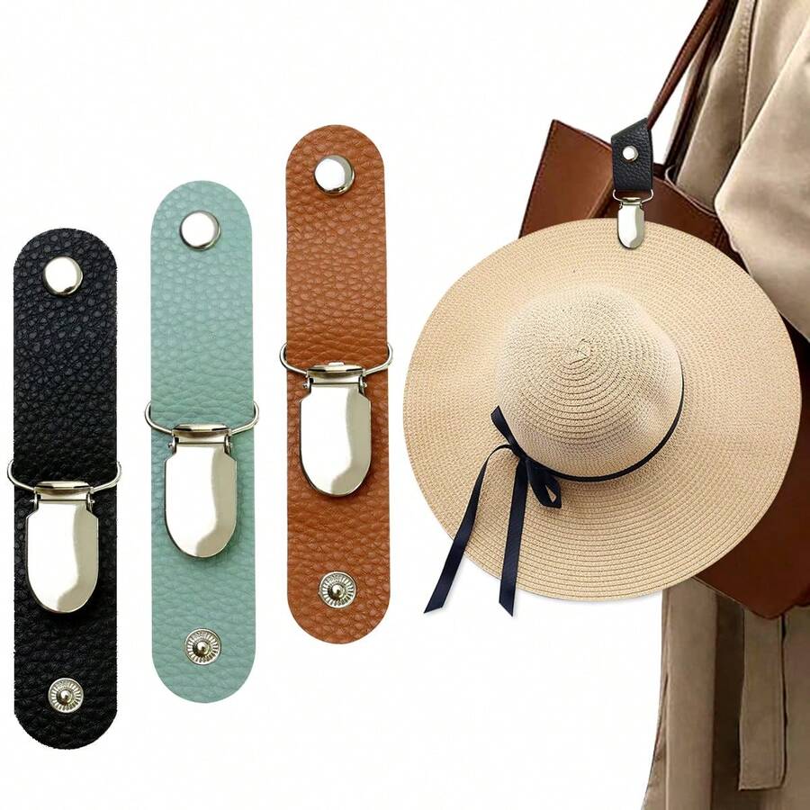 1/3pcs Travel Bag/Suitcase Hat Clip, PU Leather Multipurpose Duck Mouth Clip, Outdoor Hat Companion - Multicolor - View 1