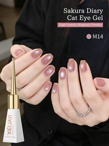 XEIJAYI 1瓶10毫升粉色猫眼磁性凝胶指甲油，UV/LED灯固化，可卸除，夏季女士礼物 - 粉色 - 查看 1