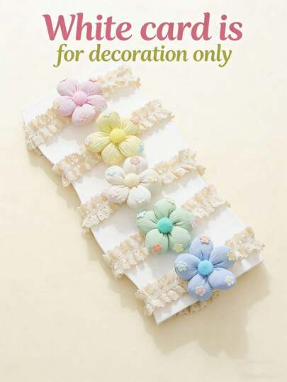 5pcs/Set Colorful Floral Design Baby Headbands, Stretchy Lace Hairbands, Suitable For All Seasons, Fashionable Gift, Great For Photo Shoots, Casual, Home, Vacation, Sports, Retro, Elegant, Cute, Academic Style