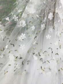 3D Embroidered Mesh Fabric, Mesh Chiffon Pearl Embroidered Bridal Veil, Tablecloth, Suitable For DIY Clothing And Handicraft Making, Wedding Dress, Curtain, Tablecloth, Handbag, Wedding Table Decoration - Multicolor - View 4