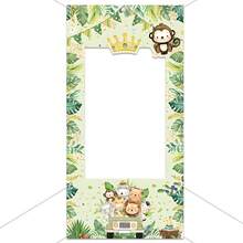 1pc Jungle Safari Animal Birthday Party Photo Backdrop,Vibrant Monkey, Tiger & Bear Designs, Perfect For Youngsters' Birthday Celebrations, Jungle Theme Decorations - A - View 8