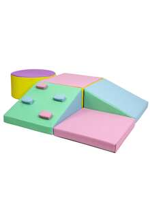 Juego de espuma suave para niños pequeños, juego activo de interior de 5 piezas para trepar, gatear, deslizarse y construir bloques para niños en edad preescolar. - / - Ver 2