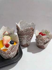 50 cái/100 cái/150 cái/200 cái giấy lót bánh cupcake hình hoa tulip ren, cốc nướng chống dính, thích hợp cho tiệc cưới, sinh nhật. - Xem 2