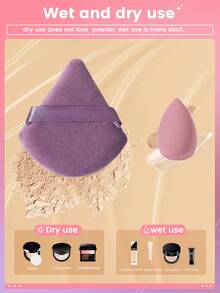 15PCS Makeup Tools Set Including:6PCS Triangle Powder Puffs+2PCS Makeup Sponges+3PCS Mini Makeup Sponges+3PCS Mini Air Cushion Powder Puffs+1Storage Container - Multicolor - View 3