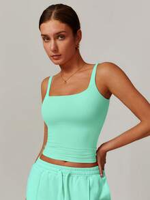 MASKERT Women's Camisole, Activewear Top, High Elasticity Workout Tank Top, Comfortable For Everyday Wear And Commute Summer Sports - Mint Green - View 6