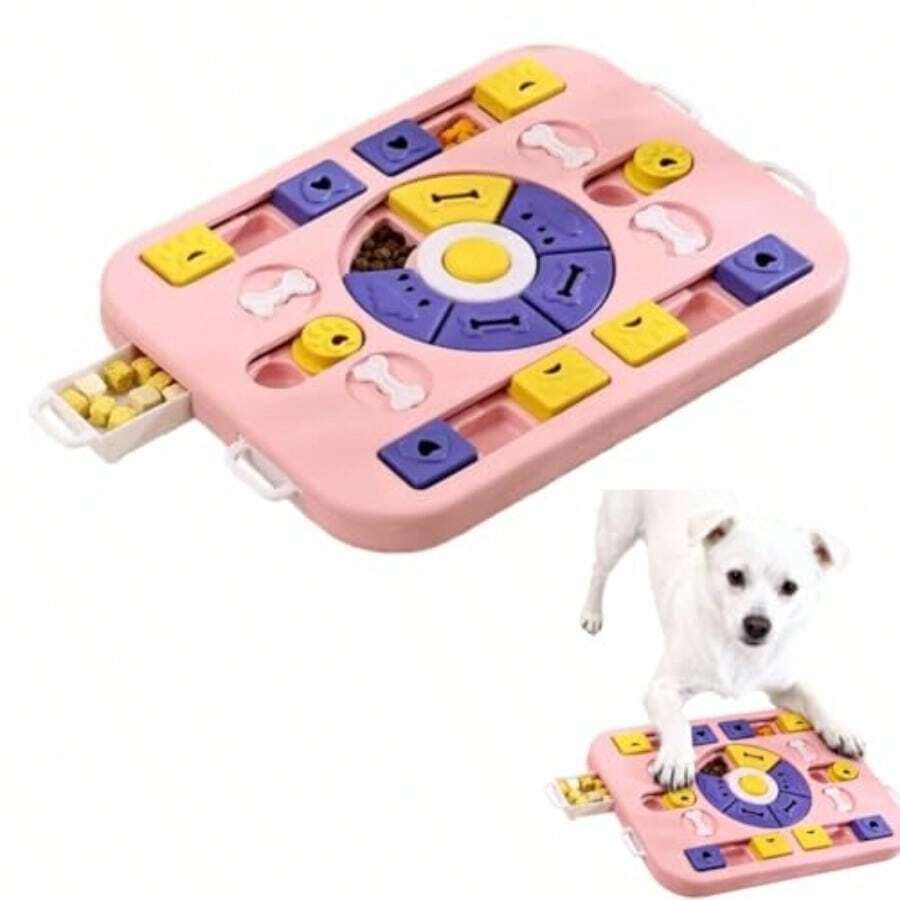 QILP Interactive Dog Puzzle Toy Ow Feeder Enricent Toy For IQ Training And Brain Stimn Mentally Stimting Gift For Large Medium And Small D Pink - 粉色 - 查看 1