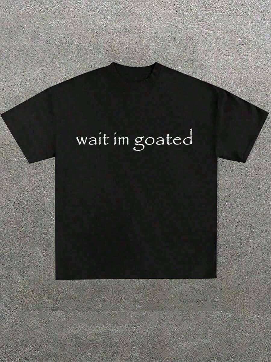 [Lunar Apex]Wait Im Goated Slogan-ShirtComfortable Casual Short Sleeve 180 Grams Heavyweight Cotton Printed-ShirtNew Casual-Shirts Men And Women Western Graphic Tees Men Clothes Camisas Para Hombre Graphic Tees Women Clothes Summer Tops Summer Clothes Graphic Tee Shirts - 黑色 - 查看 1