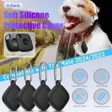 Paquete de 4 compatibles con Tile Mate Case 2024 funda protectora de silicona suave a prueba de golpes para Tile Life360 Mate Tracker antideslizante soporte Tlie Mate con llavero para llaves bolsa - Paquete de 4 negro - Ver 2