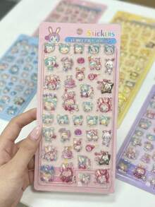 Cute Cartoon Crystal Embossed Decorative Stickers, Shiny Stickers Suitable For Holiday Gifts, Computer Decoration, Desktop Decoration, Office Decoration, Multifunctional Cute Decorative Stickers - Multicolor - View 9