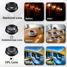 10合1手机相机镜头套装 - 鱼眼镜头+微距镜头+广角镜头+CPL滤镜+万花筒滤镜+星空滤镜，适用于iOS和安卓系统的夹式智能手机摄影镜头 - 10合1套裝 - 查看 6