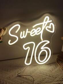 1PC Đèn Neon LED Sweet 16 Đa Màu Trang Trí, Phong Cách Sinh Nhật Ngọt Ngào, Cấp Nguồn USB Có Công Tắc Điều Chỉnh Độ Sáng, Lý Tưởng Cho Phòng Ngủ, Phòng Khách, Sinh Nhật, Tiệc & Trang Trí Nhà Hàng, Quà Sinh Nhật Hoàn Hảo Cho Thiếu Nữ & Lễ Kỷ Niệm Sinh Nhật - ánh sáng đa sắc - Xem 1