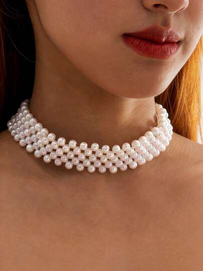 imoli 1 pezzo Collana choker in stile bohémien con perle finte in resina, regalo unico per le donne adatto per le vacanze al mare