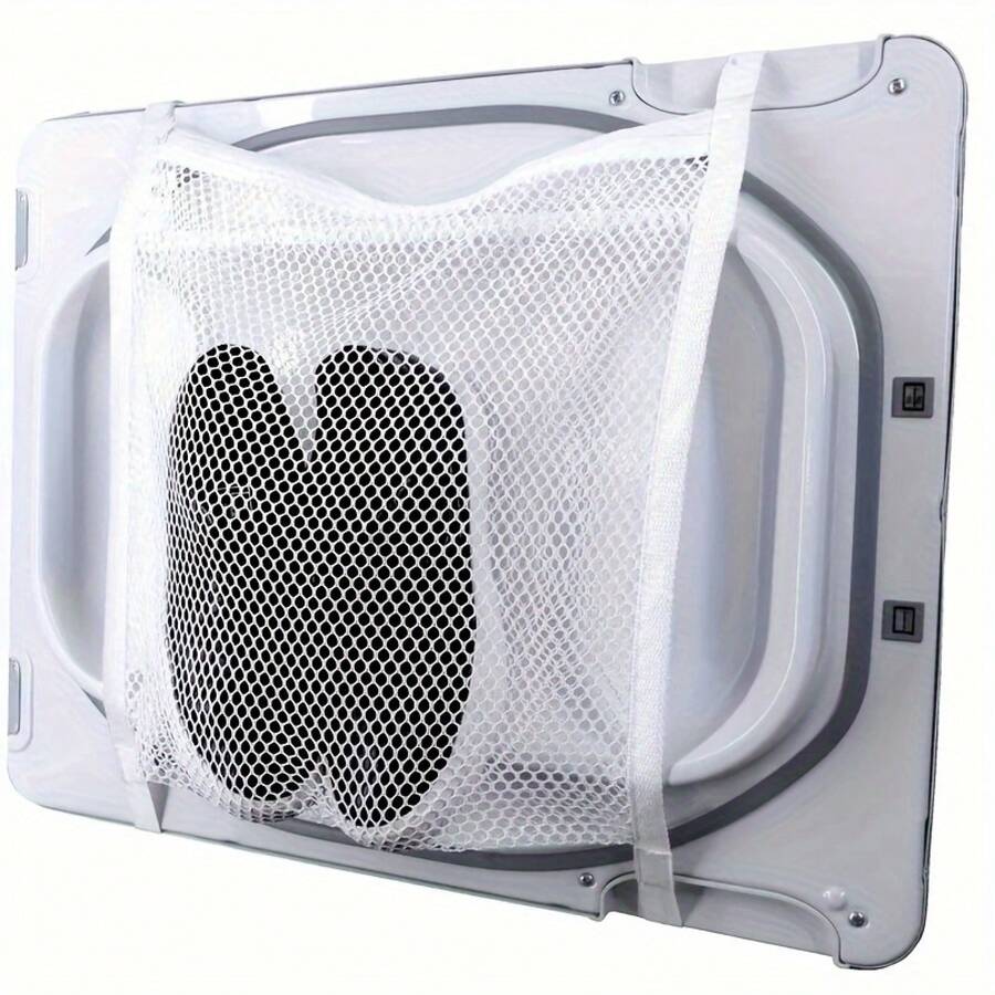 1-Piece Elastic Zippered Drying Bag - Durable Polyester Rectangular Design, Suitable For Standard Dryers, Anti-Deformation And Shape-Retaining, Laundry Net Bag For Shoes And Clothes, Elastic Strap To Protect The Mesh Structure, Laundry Bag - White - View 1