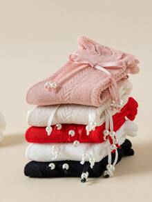 5 đôi tất mềm mại, thoáng khí, kiểu dáng công chúa, có nơ trang trí, thích hợp cho bé sơ sinh, dự tiệc sinh nhật, mặc thường ngày, đi nghỉ lễ và sử dụng hàng ngày. - Nhiều màu - Xem 3