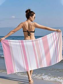 Toalha de Praia [250gsm Ultramacia e de Secagem Rápida] | Disponível nos tamanhos 70*140cm e 90*180cm | Estampa Listrada Minimalista | Toalha de Banho/Natação Portátil de Alta Absorção, Ideal para Praia, Natação, Viagens, Camping e Atividades Físicas no Verão - Multicolorido - Ver 6