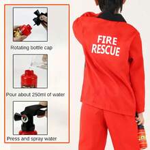 7pcs Children's Firefighter Role Play Costume Set, Spring/Summer New Kids Firefighter Pretend Play Outfit, Holiday Party Costume, Halloween Costume, Includes Firefighter Shirt, Shorts, Hat And 4 Firefighter Toys, Ideal Firefighter Role Play Set For Boys, Great Birthday, Holiday, Party, Halloween, Christmas Gift - Red - View 4