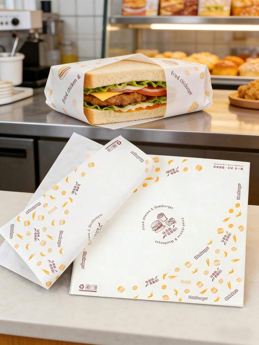 29.5*28厘米防油汉堡纸、三明治包装纸、炸鸡薯条防油衬纸
