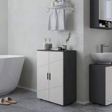 Meuble de salle de bain, meuble d'appoint à double porte, meuble de salle de bain avec étagères réglables, meuble de rangement pour salon, 60 x 30 x 82 cm, gris - Gris - Voir 7