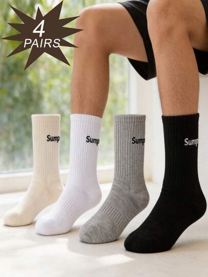 4 đôi tất cổ cao đến bắp chân kiểu cổ điển | Thiết kế chữ tối giản, món đồ thiết yếu cho mọi mùa