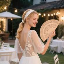 60 Pack Sandalwood Fans Wedding Favors Hand Held Folding Fans Wooden Openwork Personal Handheld Folding Fans For Wedding Party Home Decorations Birthday Gift - 如圖所示 - 查看 4