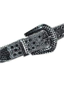 1pc Solid Color Rhinestone Waist Belt, Inlaid With Shiny Crystal For Punk And Hip-Hop Style, Suitable For S Or Dress Halloween Summer, School Fall, Autumn, Halloween Autumn-Winter Accessories,Suitable For Teens, Youth,Men,Casual, Outdoor, Athletic, Vacation, Graduation Gifts, Birthday, Daily Wear - 黑色 - 查看 5