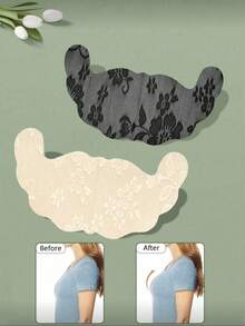 2/4 Pairs Plus Size Breathable Invisible Lace Nipple Covers With Random Print, Suitable For Wedding Dress, Strapless, Large Bust Support - Multicolor - View 3