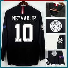 18-19 Paris II Away Long Sleeved Black  No. 10 Football Shirt Retro Breathable Quick Dry Training Suit - 黑與白 - 查看 5