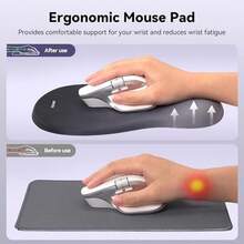 TECKNET Ergonomic Mouse Pad With Wrist Rest, Memory Foam Mousepad With Wrist Support, Smooth Surface, Middle Concave & Non-Slip Base For Laptop/PC, Pain Relief For Home Office Gaming, Gradient Blue - Beige - View 3