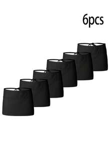 6pcs Waitress/Waiter Waist Apron - Half Apron With 3 Pockets, Short Black Waiter Apron - Multicolor - View 8